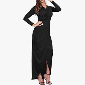 🆕KOH KOH Long Sleeve Navy Wrap Maxi Dress